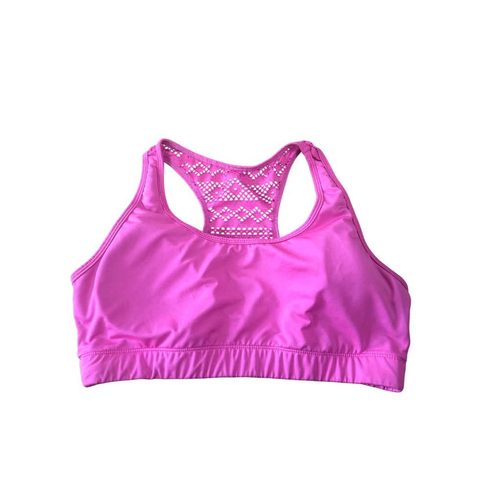 Zyia‎ Active Hot Pink Sports Bra XL Racerback Mesh Detail
